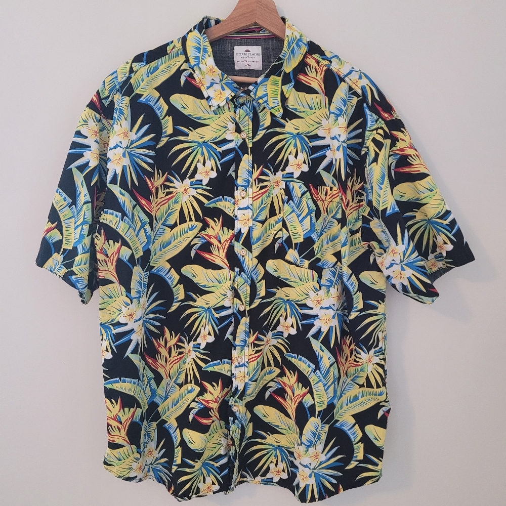 Ditch Plains By Ricky Singh Mens Hawaiian Shirt tropical print